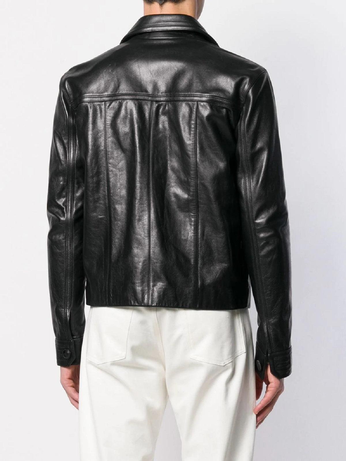 Men's Leather Jacket In Black - shearlingbomberjackets