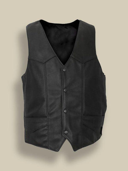 Men's Premium Leather Vest - shearlingbomberjackets