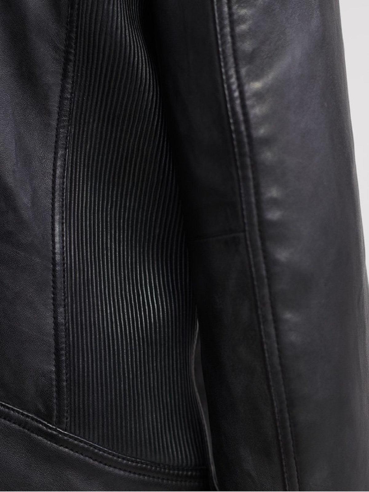 Men's Slim Fit Black Leather Jacket - shearlingbomberjackets