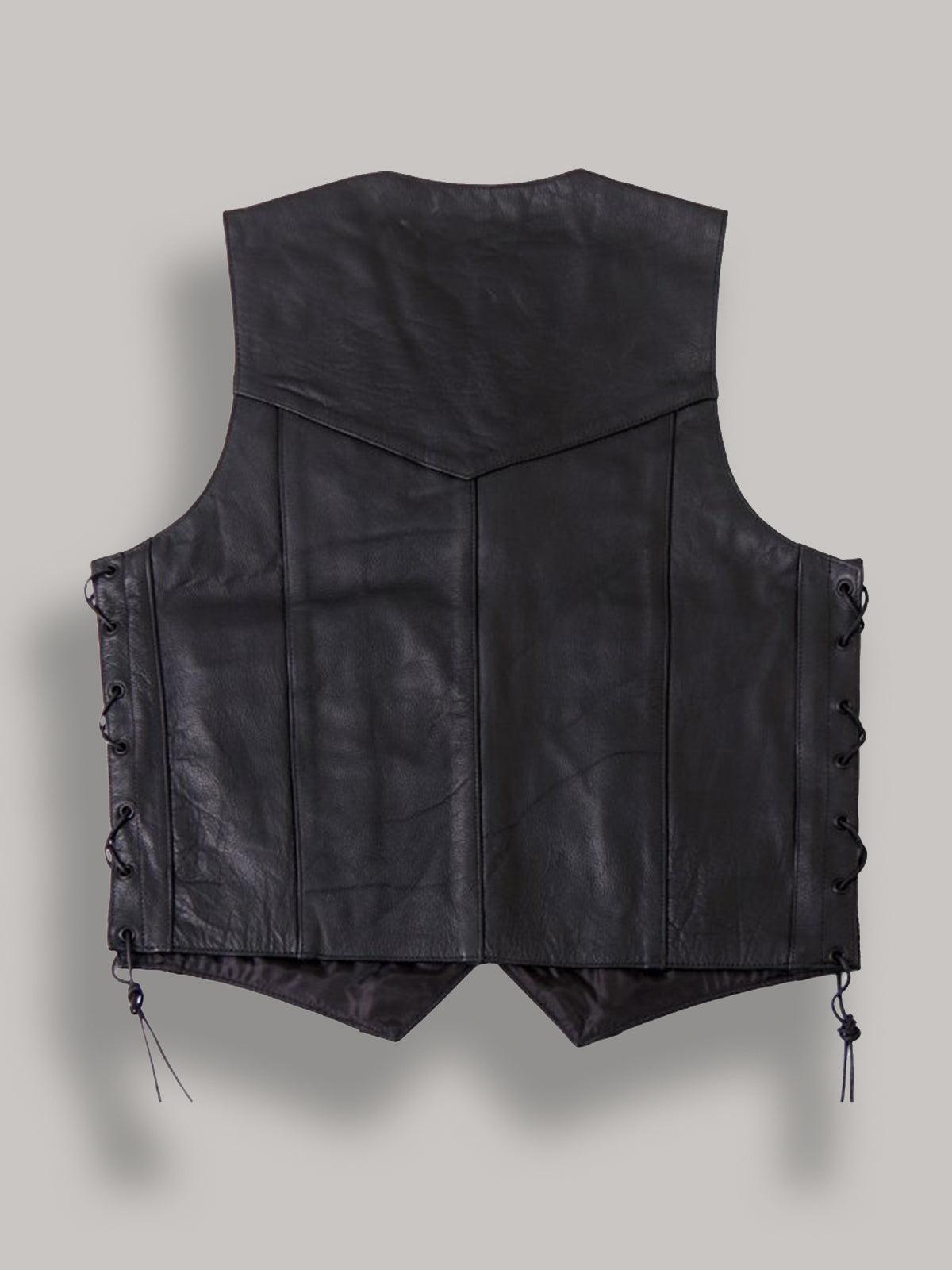 Men's Cowhide Leather Vest - shearlingbomberjackets