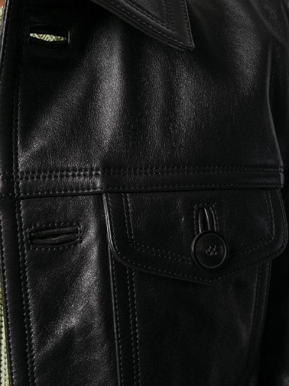 Men's Leather Jacket In Black - shearlingbomberjackets