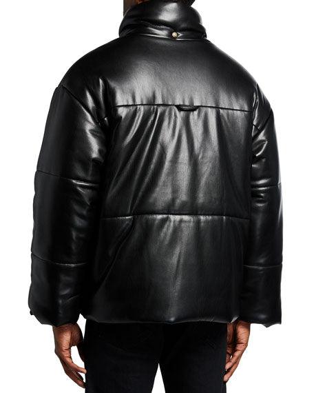 Men’s Hide Vegan-Genuine Leather Puffer Jacket