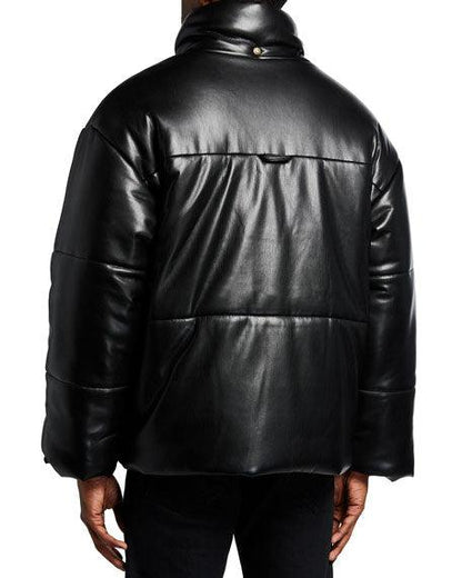 Men’s Hide Vegan-Genuine Leather Puffer Jacket