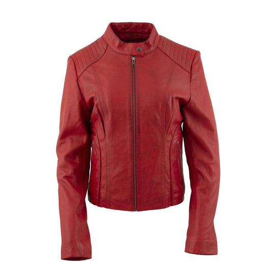 Women B3 Sheepskin Red Biker Leather Jacket
