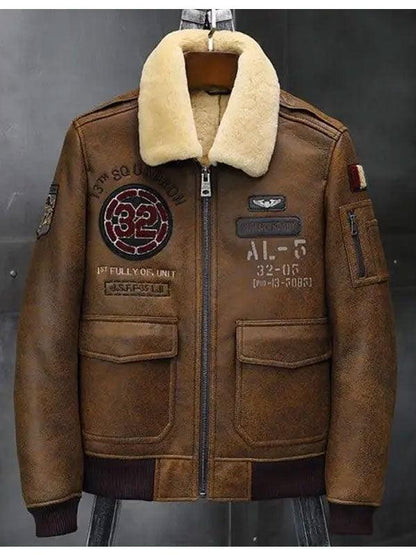 Men's B3 Flying Leather Coat Bomber Shearling Jacket