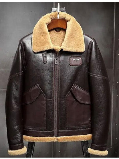Men's Fur Coat Airforce Flight Shearling Leather Jacket