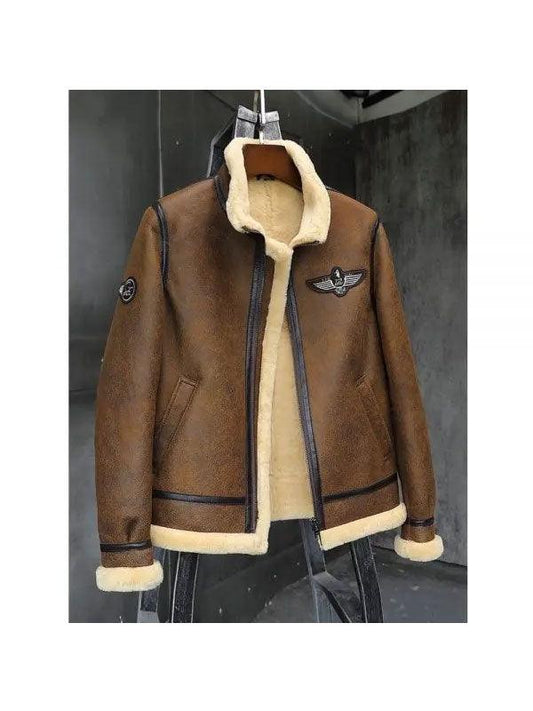 Men's Shearling Sheepskin Motorcycle Leather Jacket