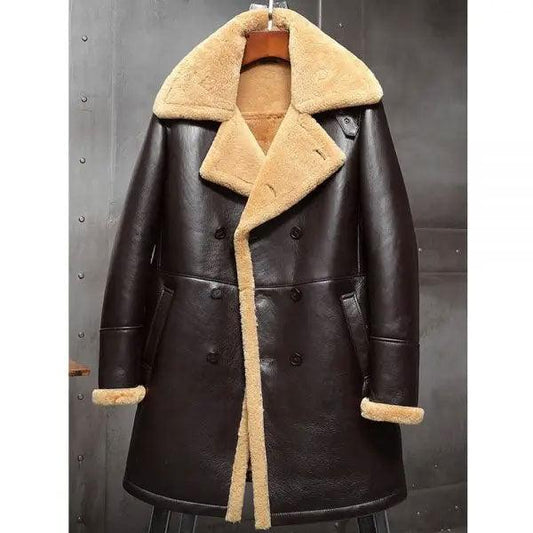 Men's Aviator B3 Flight Sheepskin Coats Fur Bomber Leather Jacket