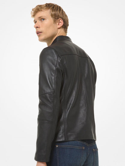 Trendy Men Black Leather Jacket - shearlingbomberjackets