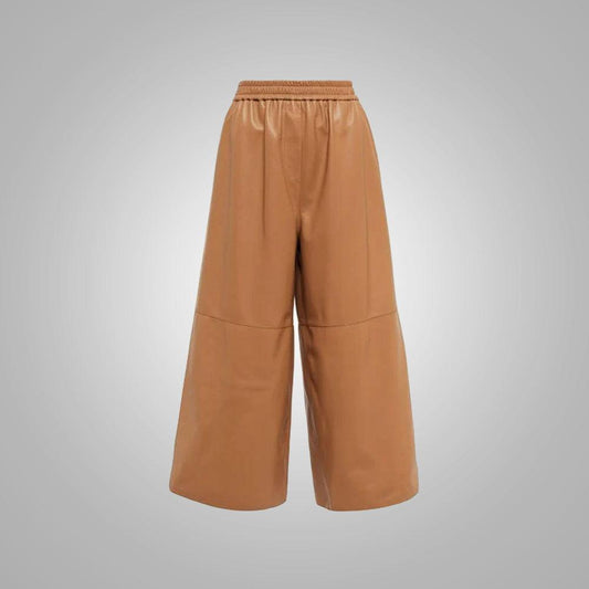 Womens Soft Sheepskin Brown leather pants